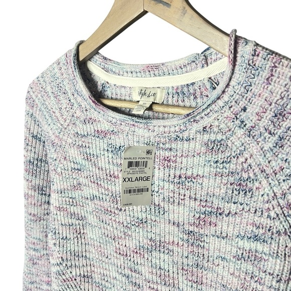 NWT Style & Co Pastel Purple Multicolor Knit Crewneck Sweater Women’s XXL - Picture 2 of 5